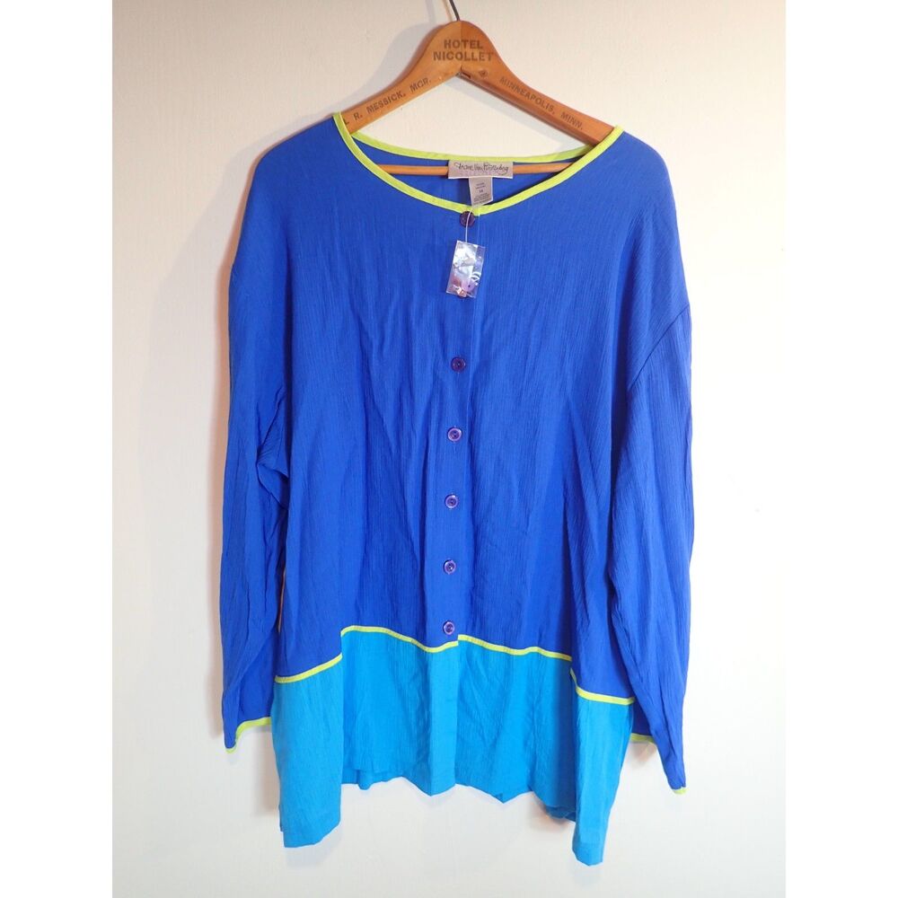 Diane Von Furstenberg Vintage The Color Authority Color Blocking Blouse Shirt 1X